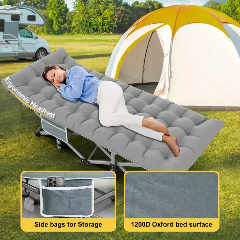 Portable Folding Camping Cot with Plush Mattress