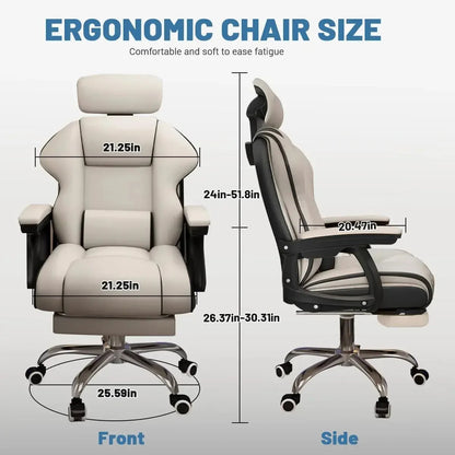 Ergonomic Adjustable Height PU Leather Chairs