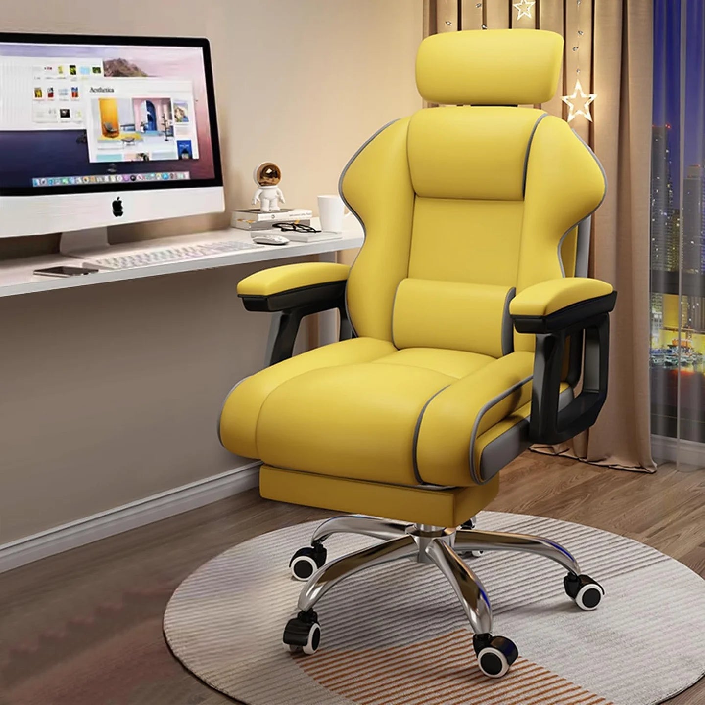 Ergonomic Adjustable Height PU Leather Chairs