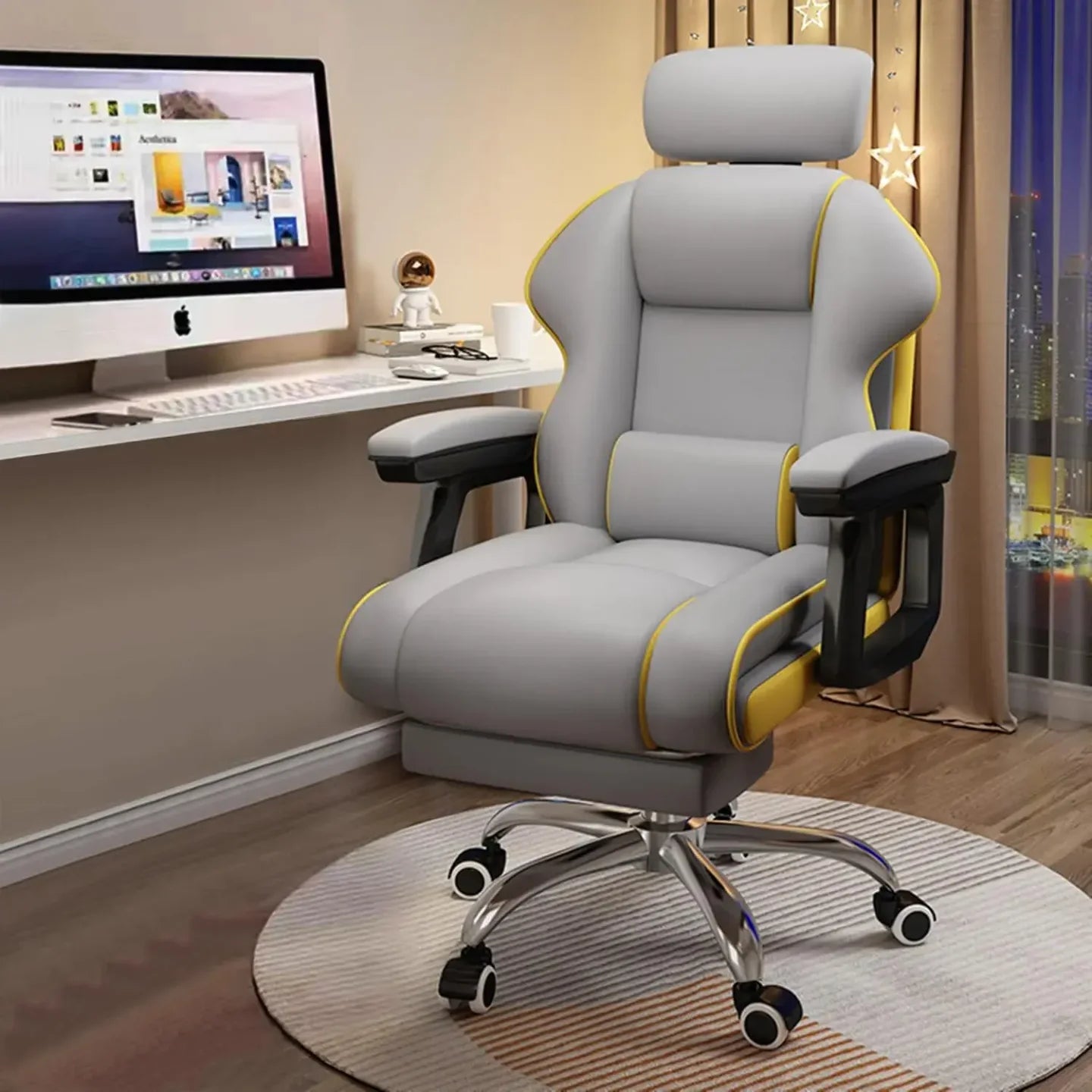 Ergonomic Adjustable Height PU Leather Chairs