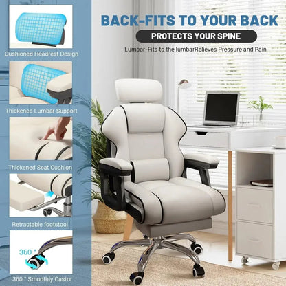 Ergonomic Adjustable Height PU Leather Chairs