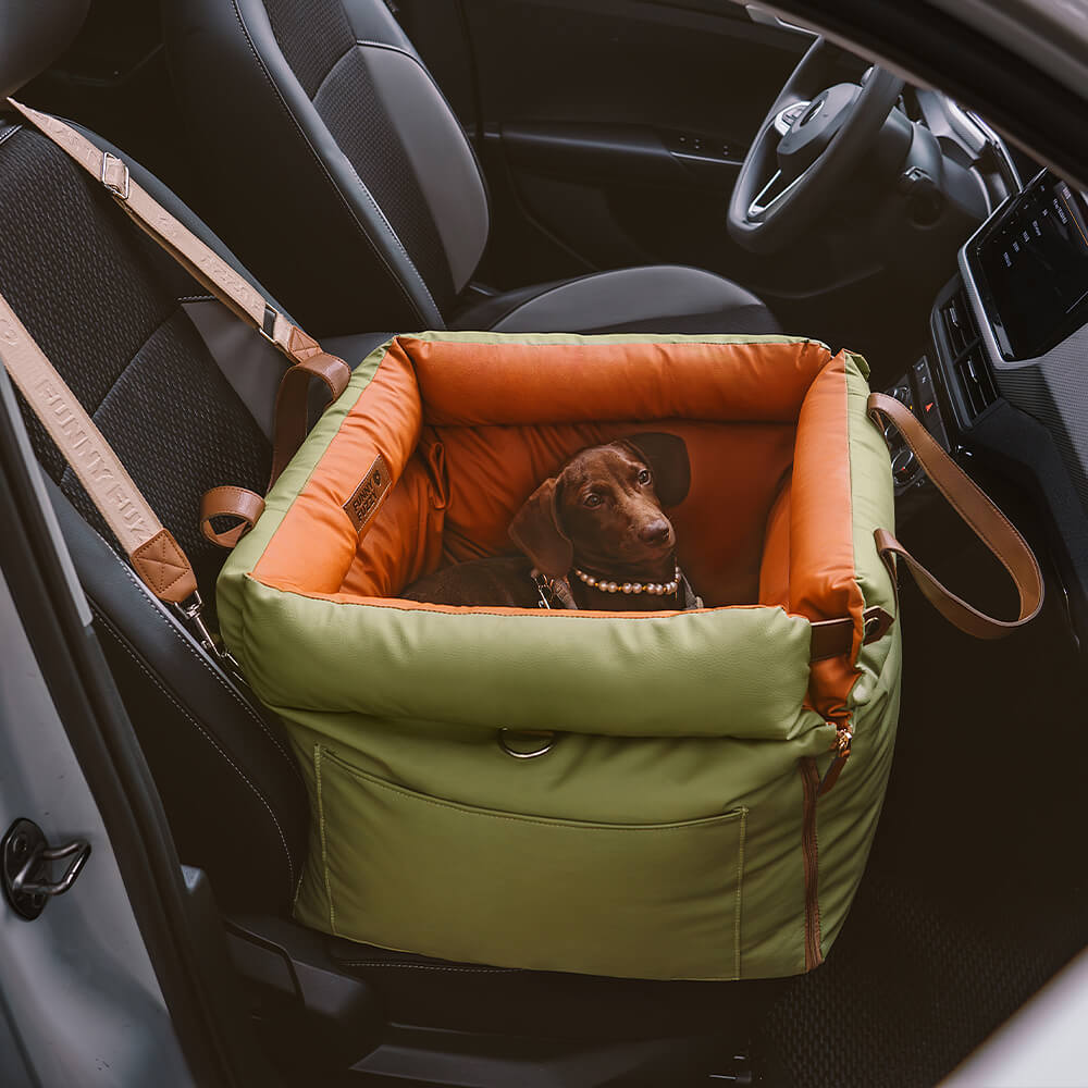 Luxe Faux Leather Pet Car Seat & Booster Bed - Urban Voyager