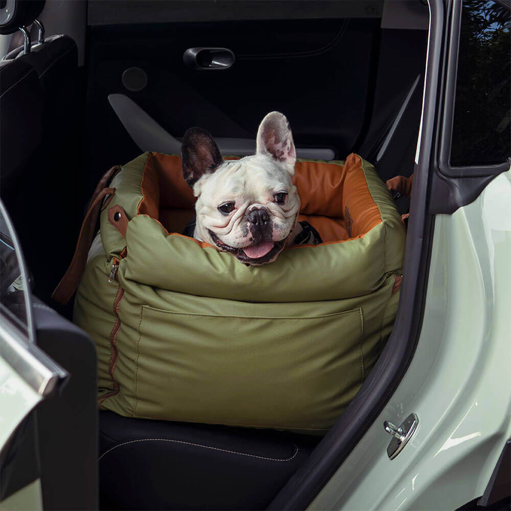 Luxe Faux Leather Pet Car Seat & Booster Bed - Urban Voyager