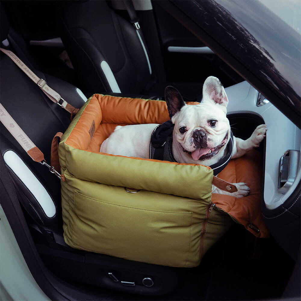 Luxe Faux Leather Pet Car Seat & Booster Bed - Urban Voyager