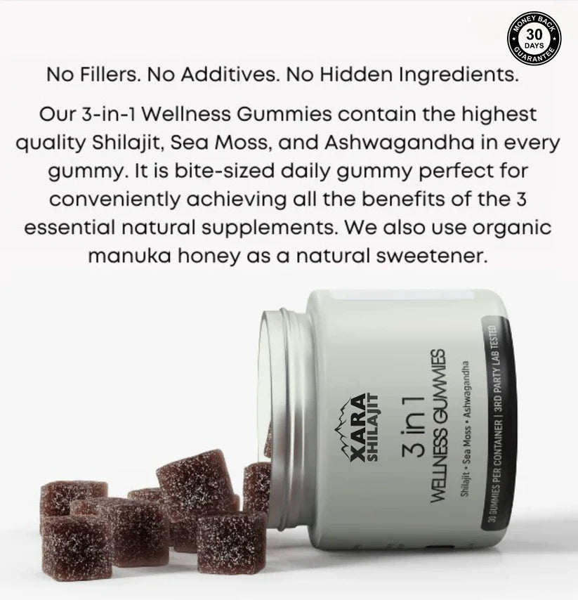 Xarashilajit® 3 in 1 wellness gummies