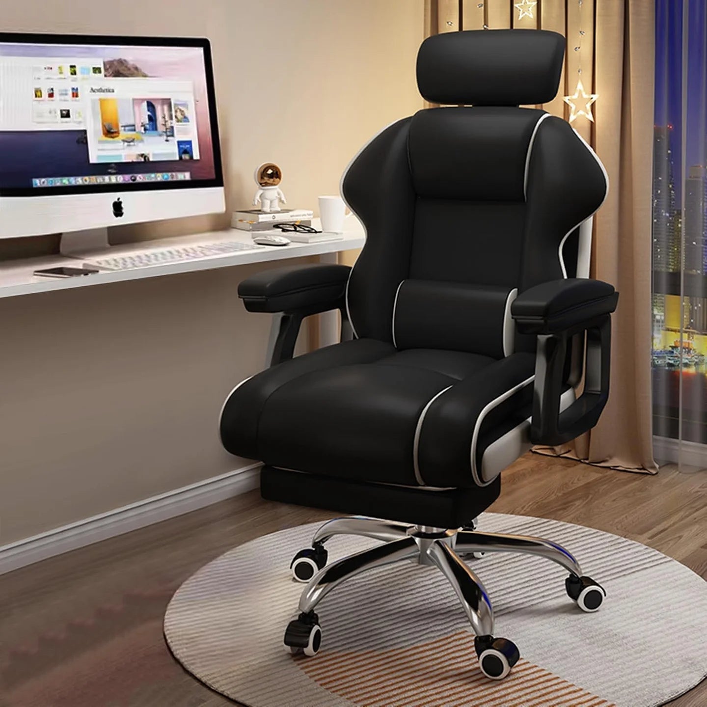 Ergonomic Adjustable Height PU Leather Chairs