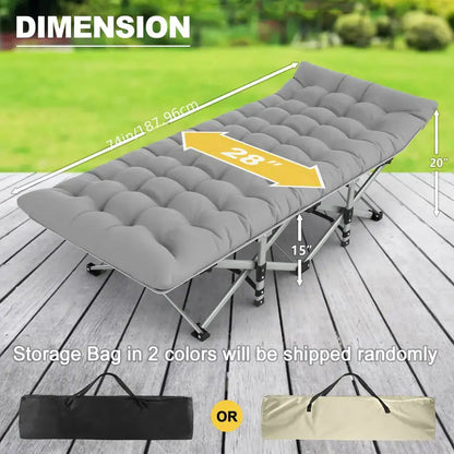 Portable Folding Camping Cot with Plush Mattress